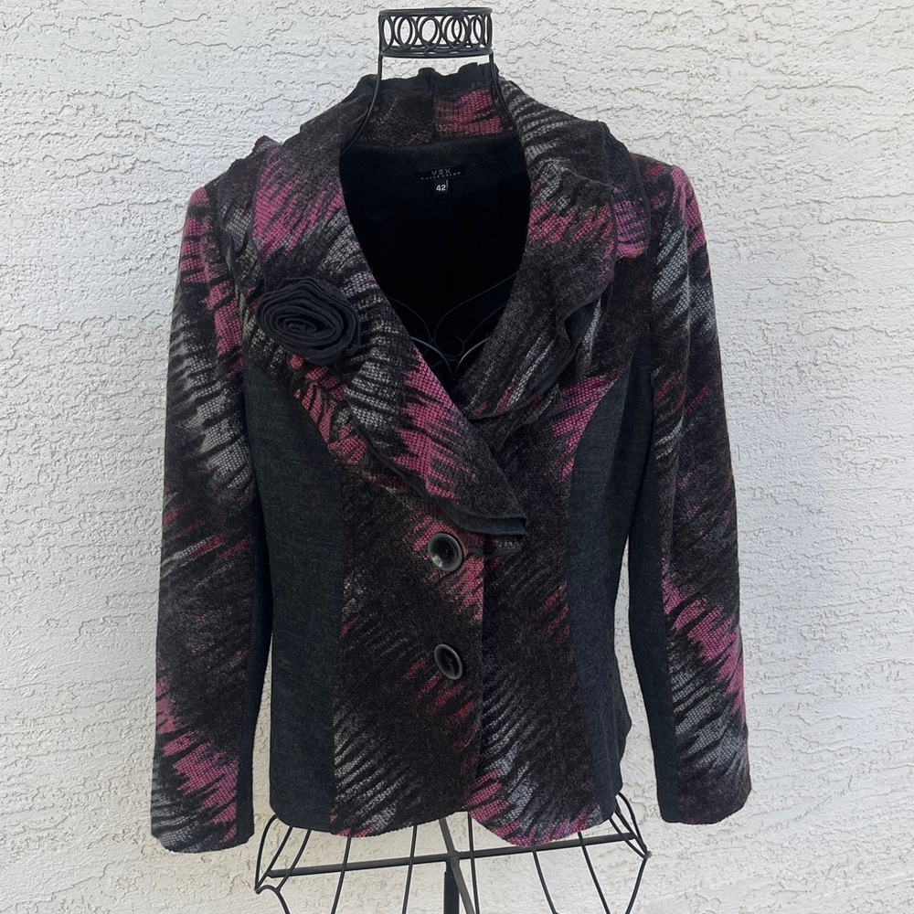 Vex Collection Stylish Black and Pink Lined Women's Jacket Blazer EU 42